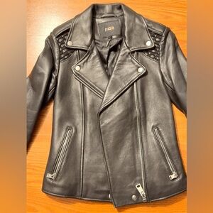 Maje Black Leather Biker Jacket